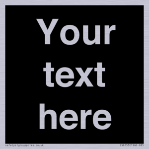 Custom blank information sign. Plain text, black background